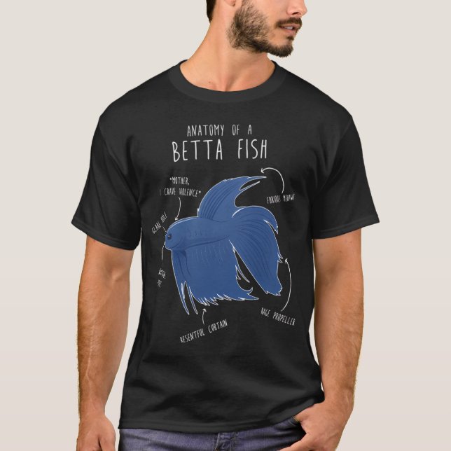 T-shirt Anatomie drôle d'un poisson Betta - Mère, j'ai soi (Devant)