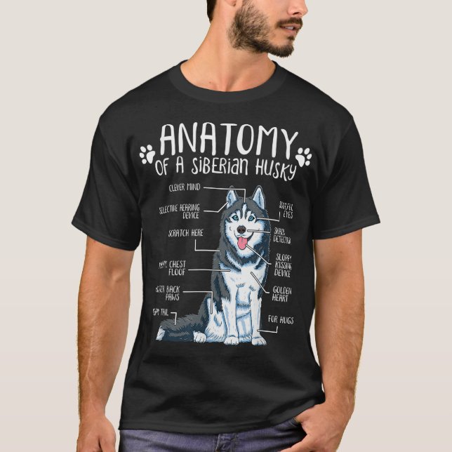 T-shirt Anatomie drôle Sibérie Husky Amoureux des chiens (Devant)