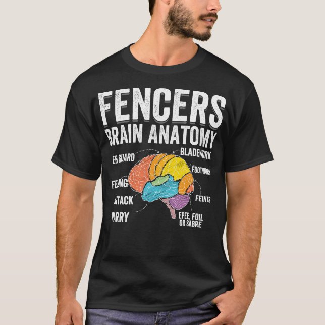 T-shirt Anatomie du cerveau de clôture - Drôle Fencer Slog (Devant)