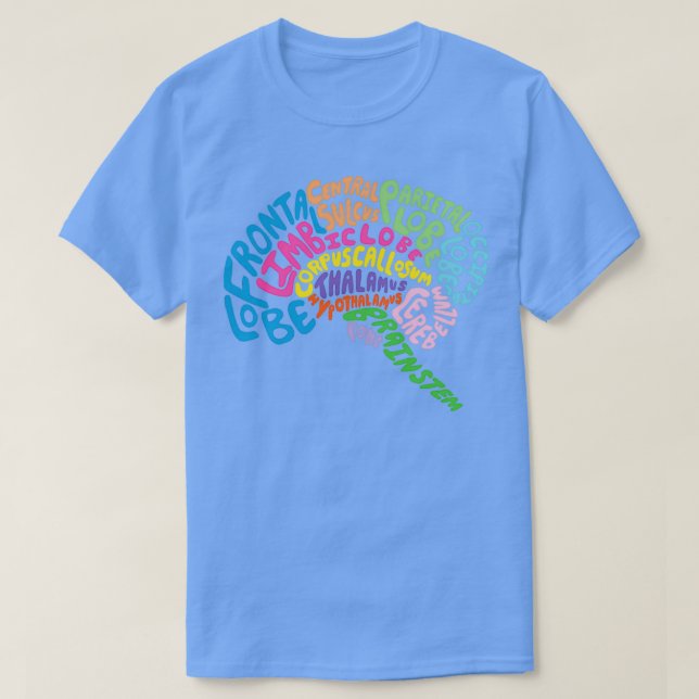 T-shirt Anatomie du cerveau humain à l'aide de la typograp (Design devant)