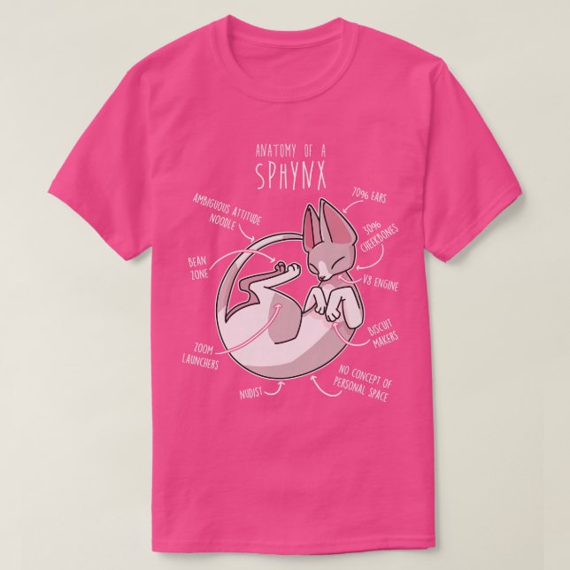 T-shirt Anatomie du chat Sphynx 3 (Design devant)