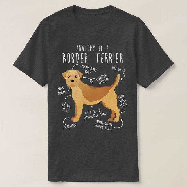 T-shirt Anatomie du chien roux de Terrier frontalier 1 (Design devant)