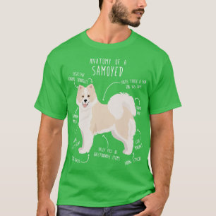T-shirt Anatomie du chien Samoyé blanc et biscuit
