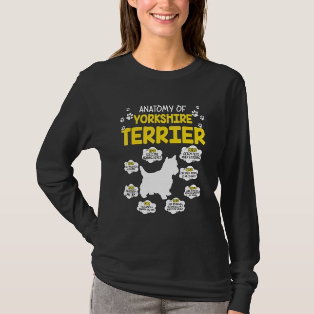 T-shirt Anatomie Du Chien Terrier Du Yorkshire (Devant)