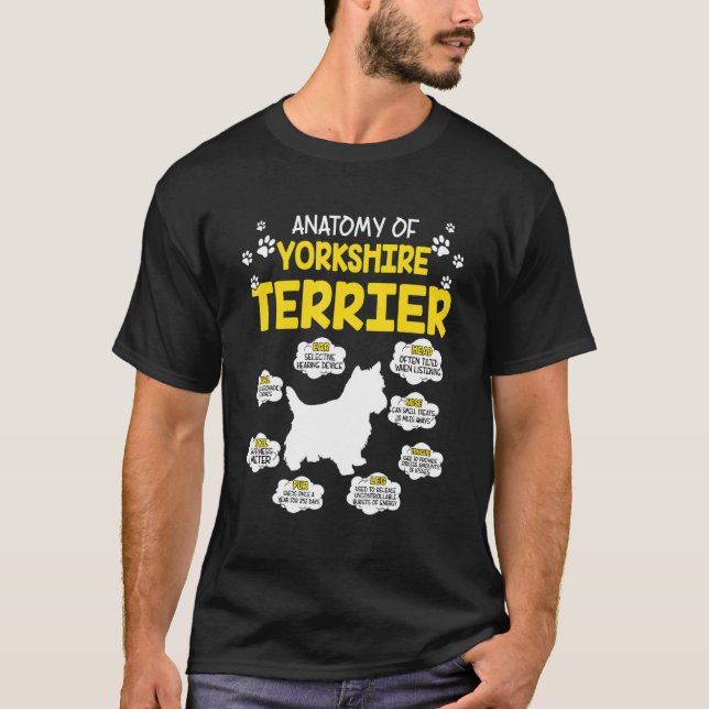 T-shirt Anatomie Du Chien Terrier Du Yorkshire (Devant)