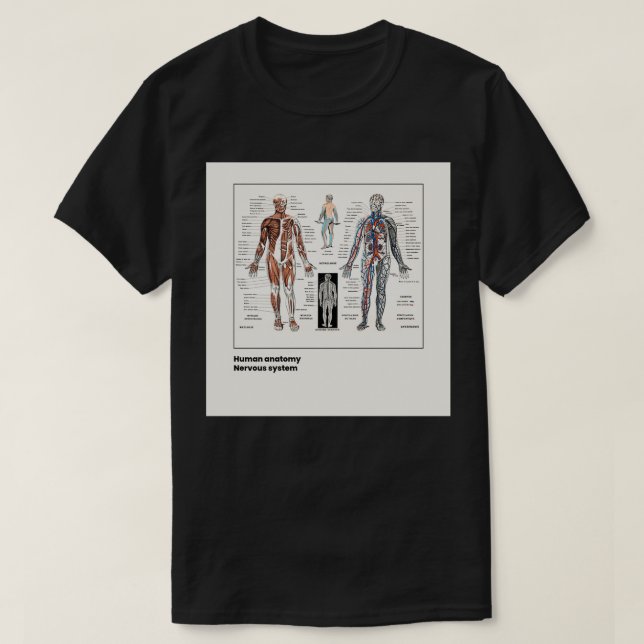 T-shirt Anatomie du corps humain antique illustration (Design devant)