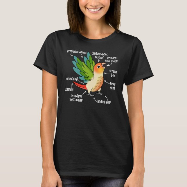 T-shirt Anatomie du perroquet I Conure à joues vertes et a (Devant)