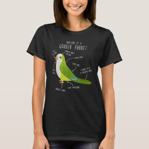 T-shirt Anatomie du perroquet vert Quaker, mignonne moine