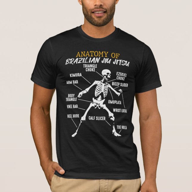T-shirt Anatomie du squelette brésilien du Jiu Jitsu Fight (Devant)