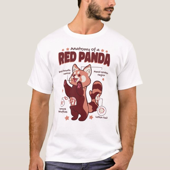 T-shirt Anatomie d'un Amoureux des animaux de Panda rouge (Devant)