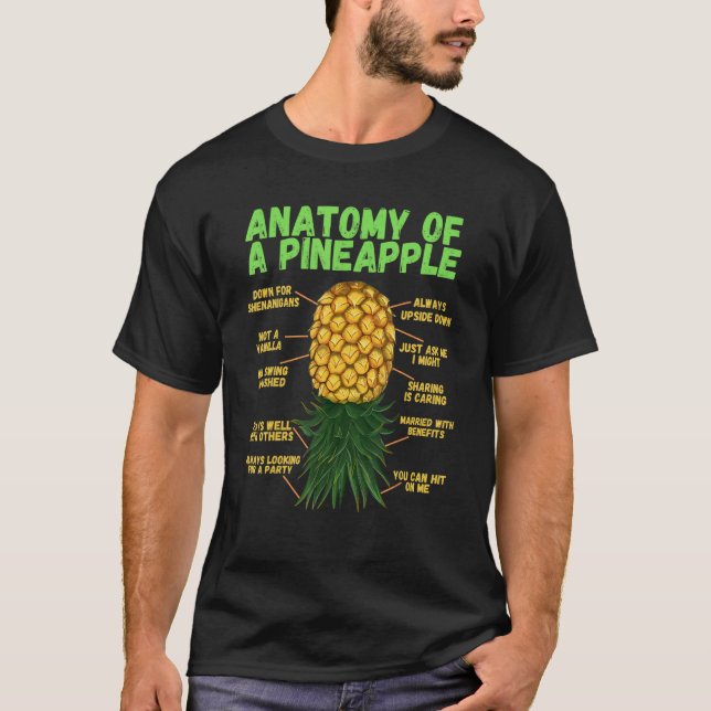 T-shirt Anatomie D'Un Ananas À L'Arrière De L'Ananas (Devant)