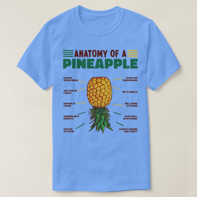 T-shirt Anatomie d'un ananas à l'envers de l'ananas (Design devant)