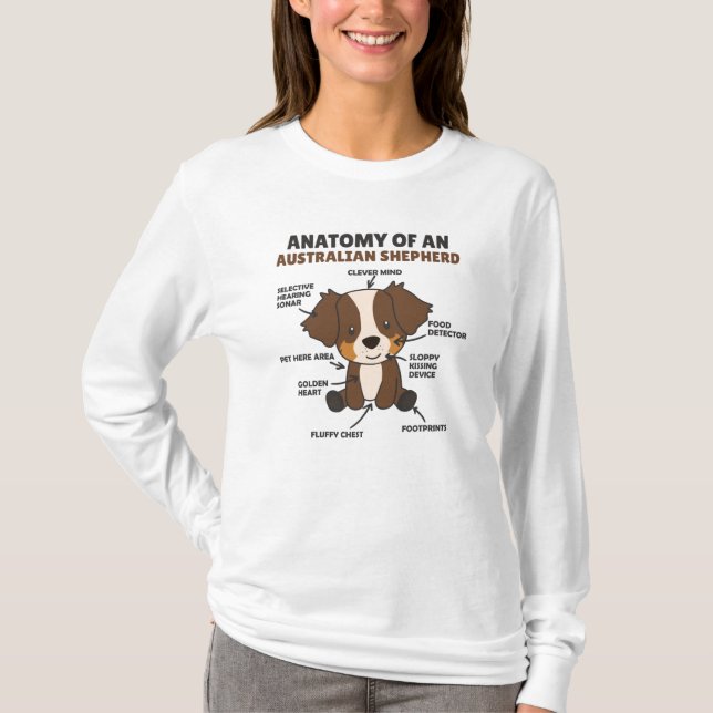 T-shirt Anatomie D'Un Berger Australien Chiens Doux (Devant)