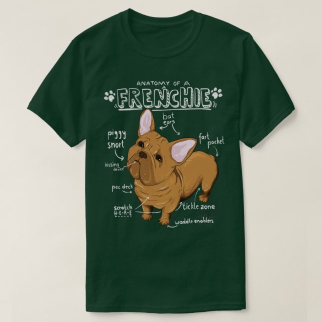T-shirt Anatomie D'Un Bulldog Français (Design devant)