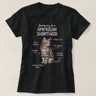 T-shirt Anatomie d'un chat américain à poil court Art