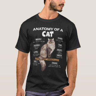 T-shirt Anatomie D'Un Chat Cute Chats Chatons Amoureux Meo