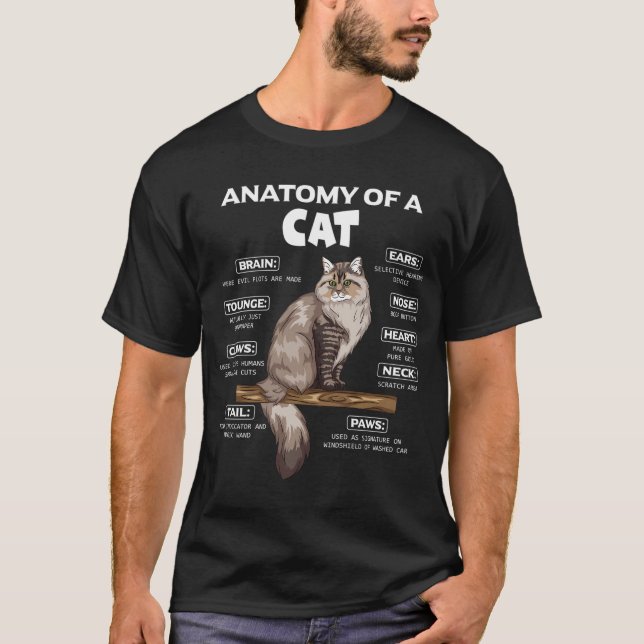 T-shirt Anatomie D'Un Chat Cute Chats Chatons Amoureux Meo (Devant)