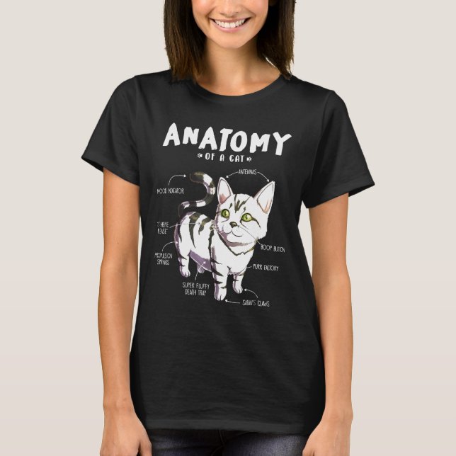 T-shirt Anatomie D'Un Chat Cute Kitten Pet Tee (Devant)