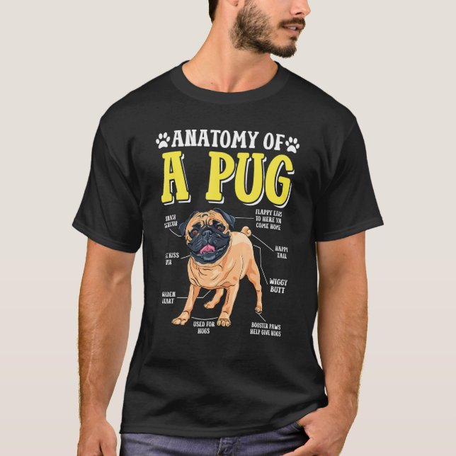 T-shirt Anatomie d'un chien carlin (Devant)