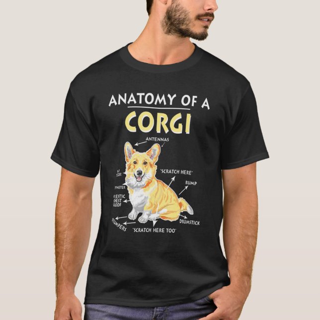 T-shirt Anatomie d'un chien Corgi (Devant)