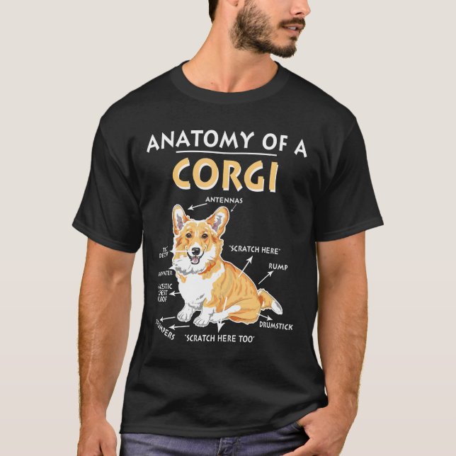 T-shirt Anatomie d'un chien Corgi (Devant)