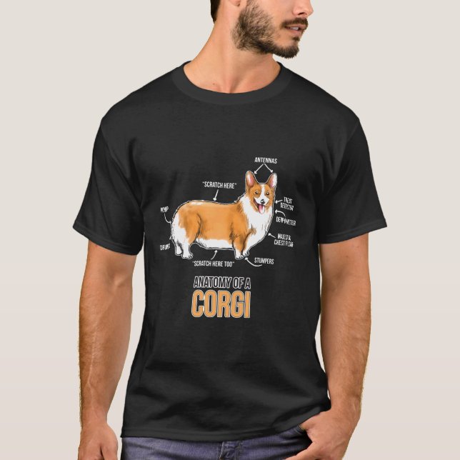 T-shirt Anatomie d'un chien Corgi T (Devant)