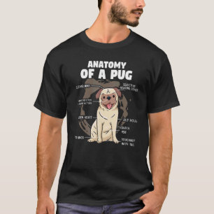 T-shirt Anatomie d'un chien de race Pug animal de compagni