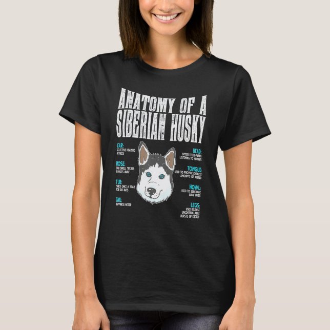 T-shirt Anatomie d'un chien husky (Devant)