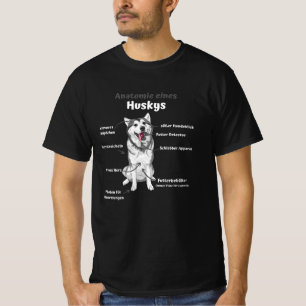 T-shirt Anatomie D'Un Chien Mignonne Husky Chiens Drôle Ch