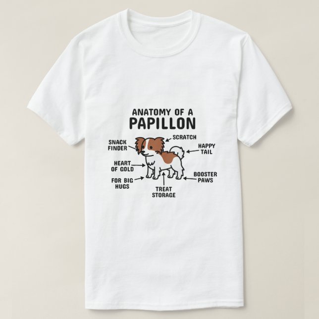 T-shirt Anatomie D'Un Chien Papillon 2 (Design devant)