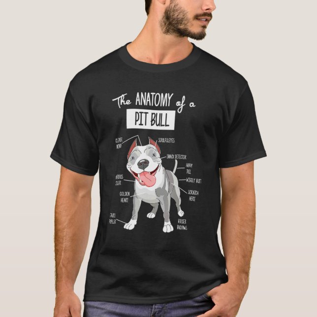 T-shirt Anatomie d'un chien Pitbull (Devant)