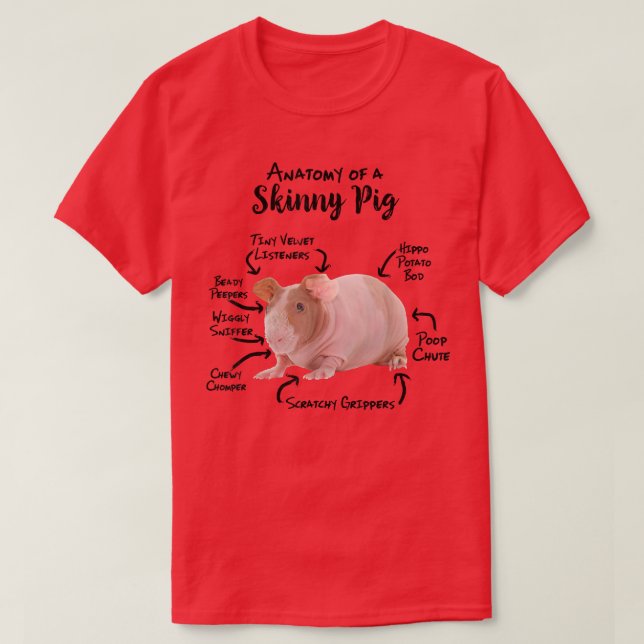 T-shirt Anatomie d'un cochon de Guinée maigre (Design devant)