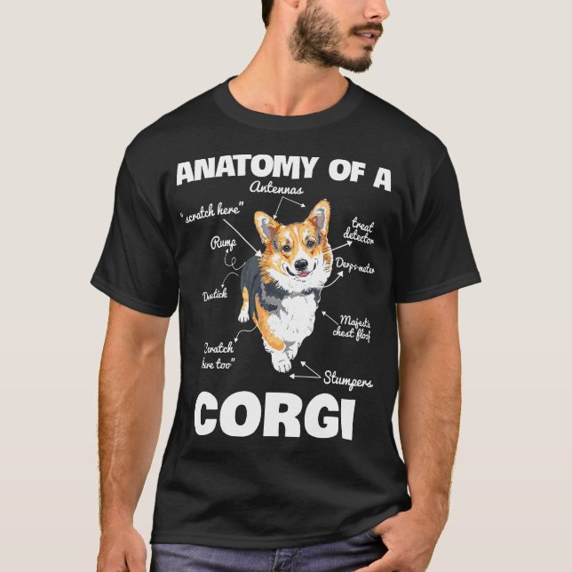 T-shirt Anatomie d'un corgi chien (Devant)