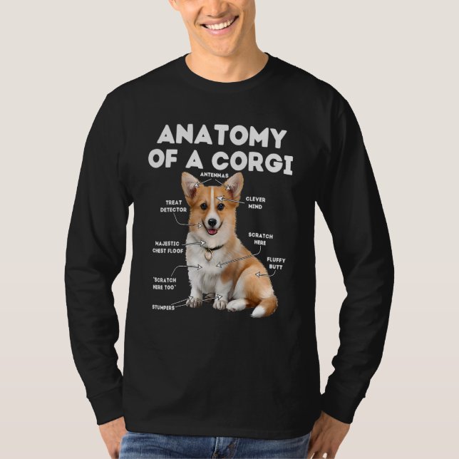 T-shirt Anatomie d'un Corgi Corgi Chien Tee (Devant)