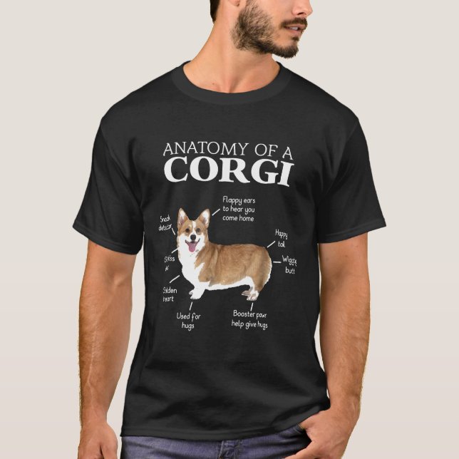T-shirt Anatomie d'un Corgi  Corgis Chien Chiot (Devant)