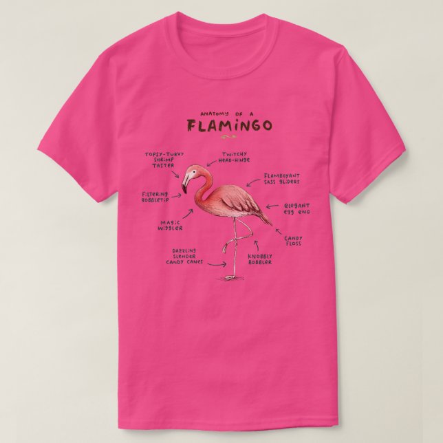 T-shirt Anatomie d'un Flamant rose (Design devant)