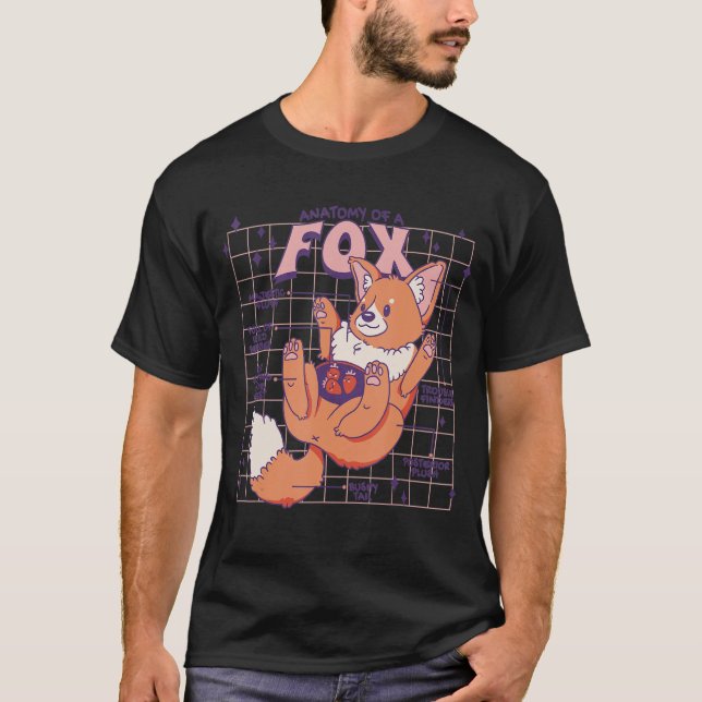 T-shirt Anatomie D'Un Fox Cute Fox Design (Devant)