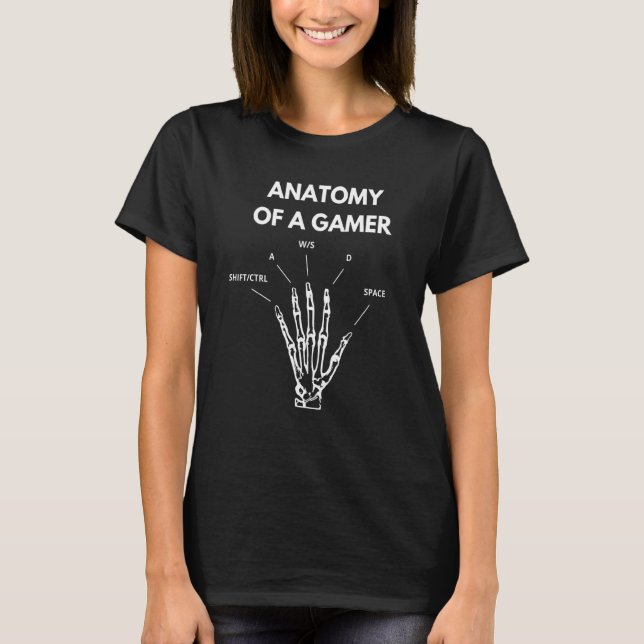 T-shirt Anatomie D'Un Gamer Squelette À Main (Devant)
