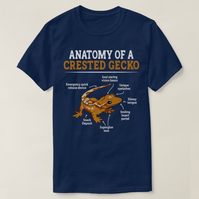 T-shirt Anatomie D'Un Gecko Cresté Eyelash Lizard Herpetol (Design devant)