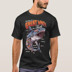 T-shirt Anatomie d'un grand requin blanc éducatif sur les 