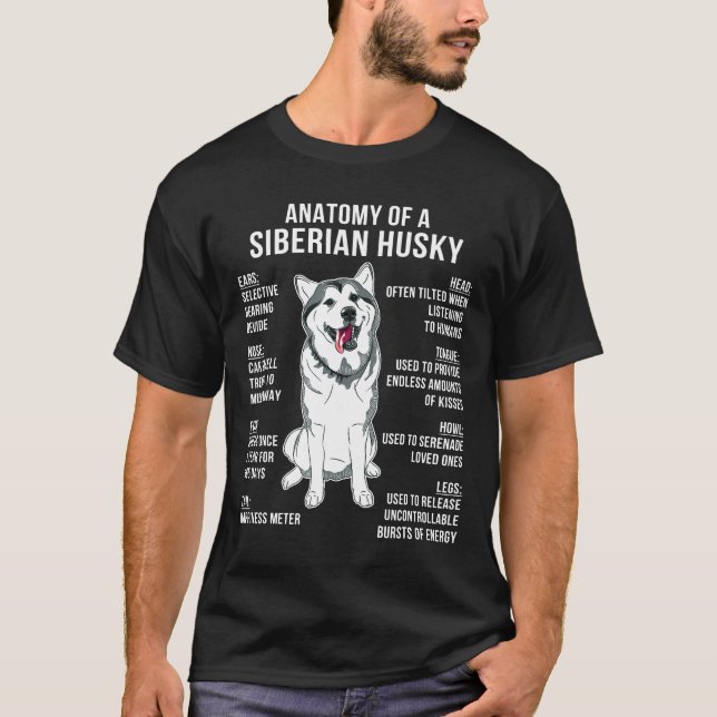 T-shirt Anatomie D'Un Husky Sibérien Dons Amusants Chien L (Devant)