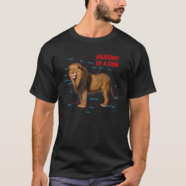 T-shirt Anatomie D'Un Lion Graphique Éducatif Lion (Devant)