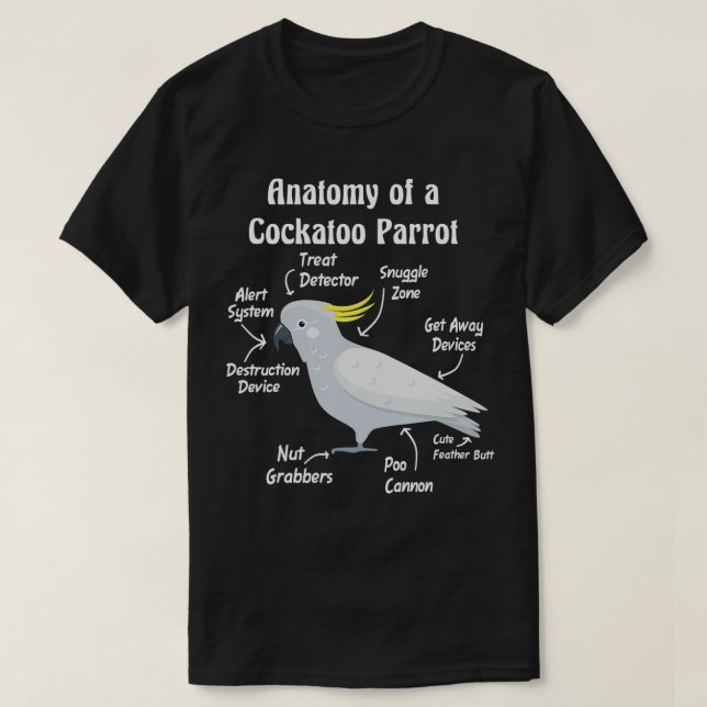 T-shirt Anatomie d'un perroquet de Cockatoo (Design devant)