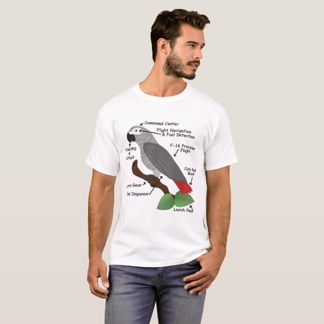 T-shirt Anatomie d'un perroquet de gris africain (Devant entier)