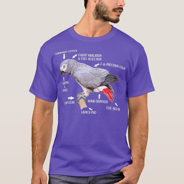 T-shirt Anatomie D'Un Perroquet Gris Africain Drôle Oiseau (Devant)