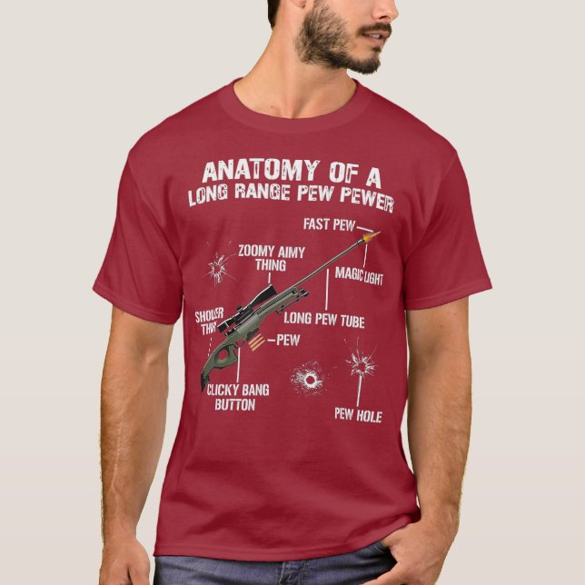 T-shirt Anatomie D'Un Pewing-Pw Funny Guns Sniper Gun (Devant)