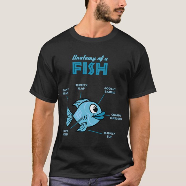 T-shirt Anatomie d'un poisson - Tee drôle de poisson (Devant)
