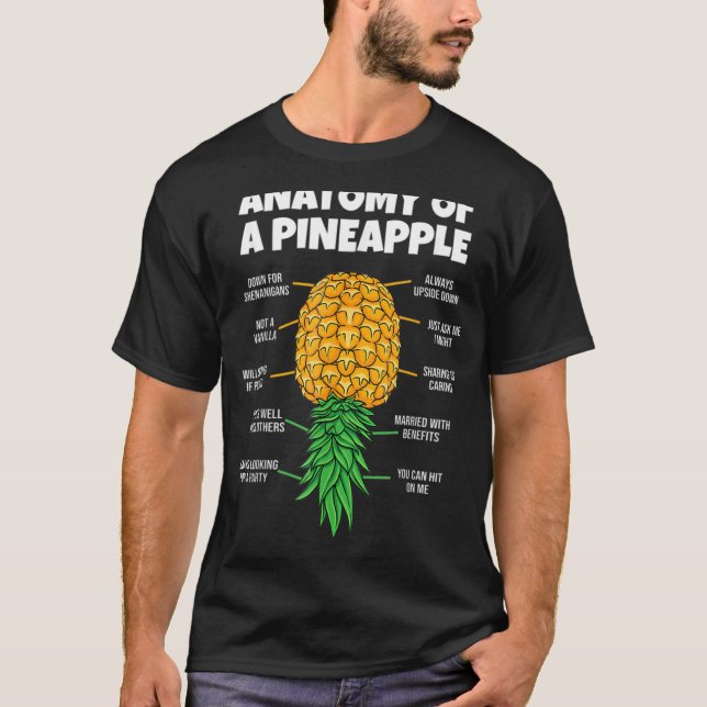 T-shirt Anatomie D'Un Porte-Ananas À L'Arrière Du Pineap (Devant)
