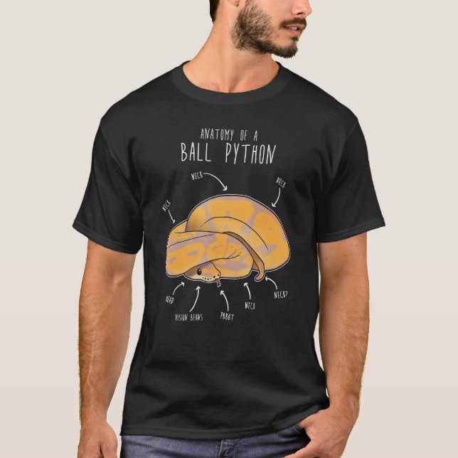 T-shirt Anatomie d'un Python à bille de Banane, Drôle rept (Devant)