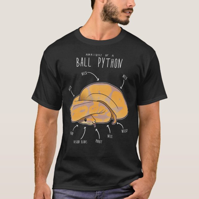T-shirt Anatomie d'un Python à bille de Banane, Drôle rept (Devant)